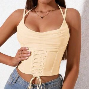 Beige Bustier Top with Back Zipper - Elevate Your Style!